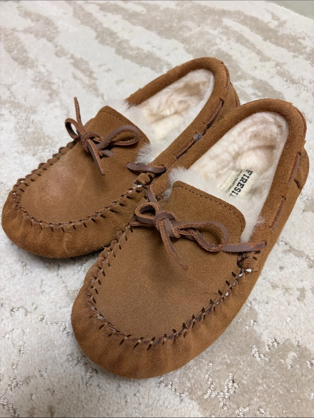 Kids Brown Faux-Suede Moccasin Slippers - Cozy Lined Casual House Shoes